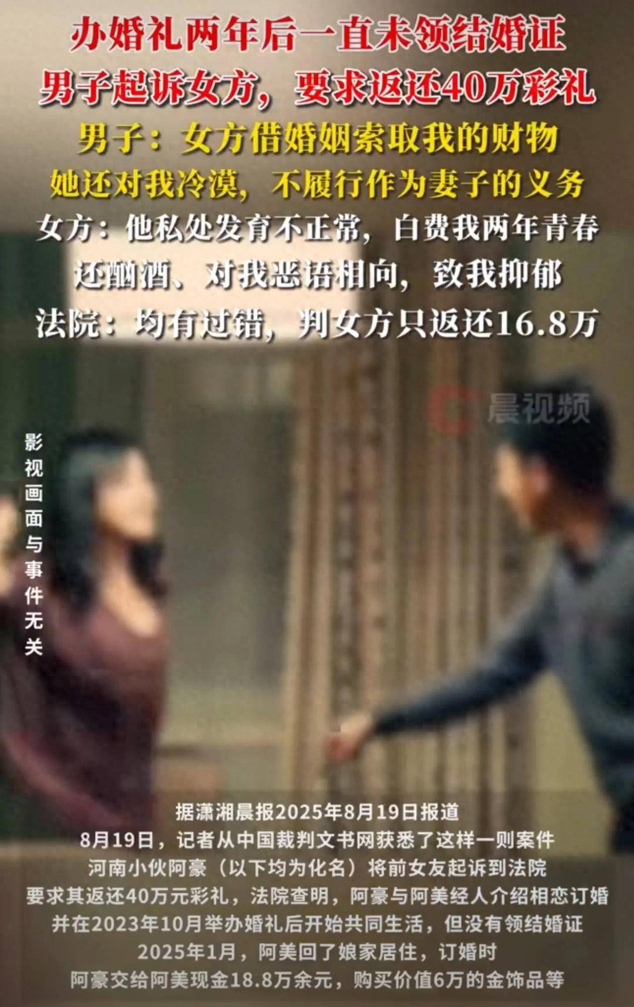 皇冠信用怎么租_“他私处不正常！”结婚2年未领证男子追讨40万彩礼皇冠信用怎么租，女方称浪费青春，法院：都有错，返还彩礼16.8万元