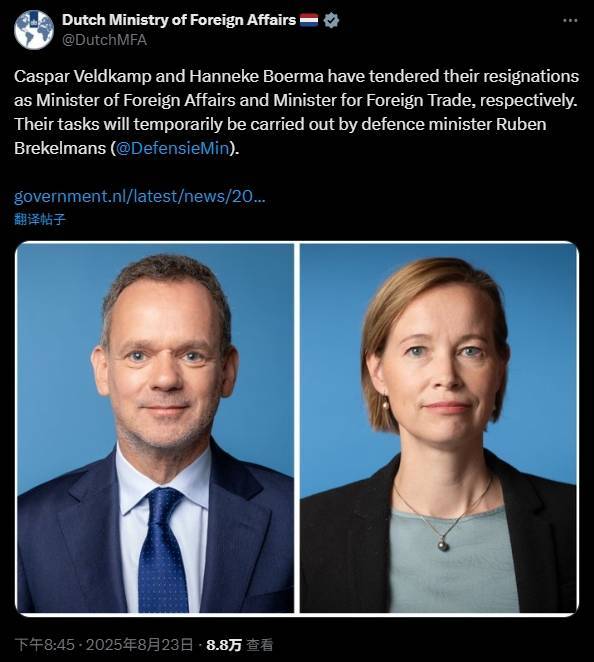 皇冠代理联系方式_“不满纵容以色列”皇冠代理联系方式，荷兰外相等大臣集体辞职，内阁面临崩盘