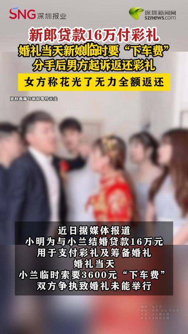 皇冠b盘
_新郎贷款16万付彩礼皇冠b盘
,婚礼当天被新娘临时要下车费致婚礼取消